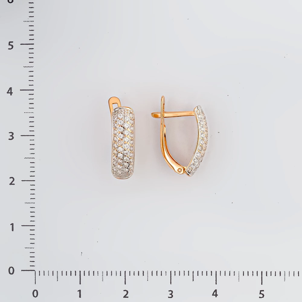 Серьги с фианитом из красного золота 585 пробы