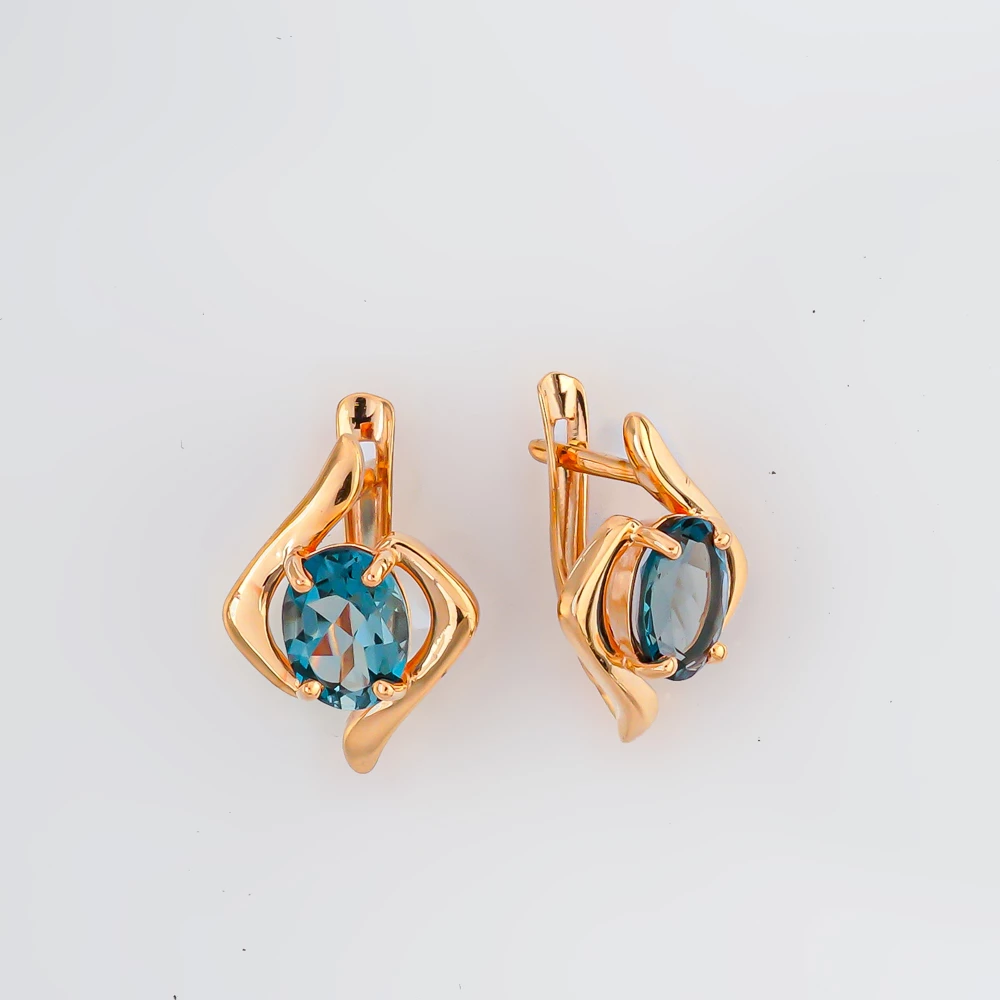 Серьги с топазом лондон из красного золота 585 пробы