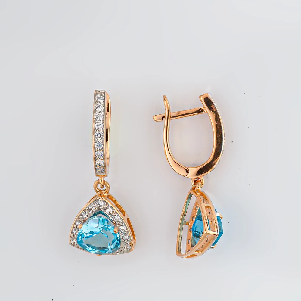 Серьги с топазом из красного золота 585 пробы