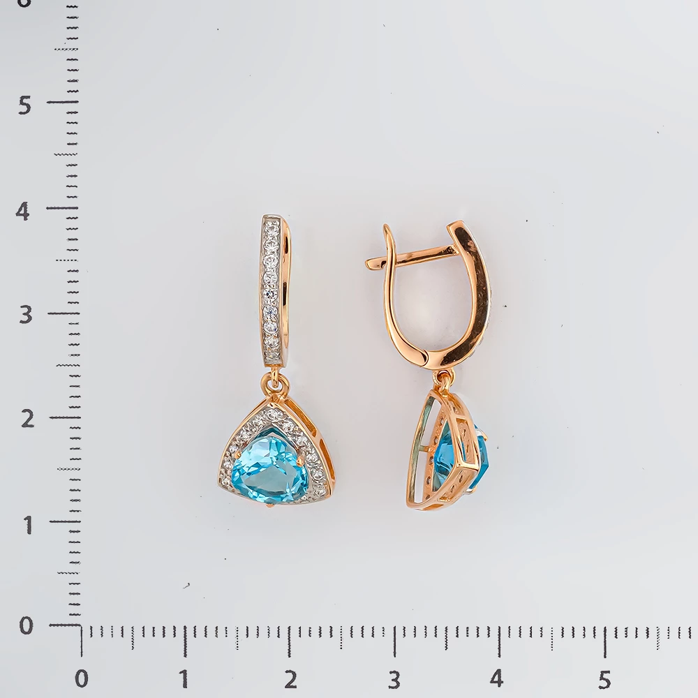 Серьги с топазом из красного золота 585 пробы