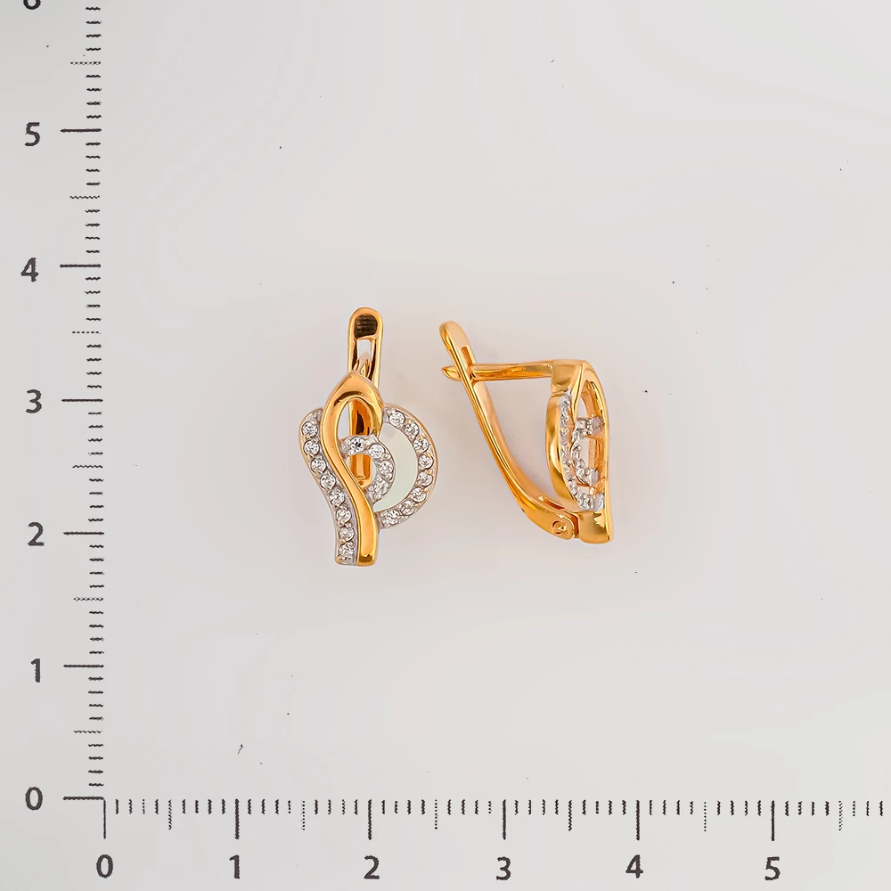 Серьги с фианитом из красного золота 585 пробы