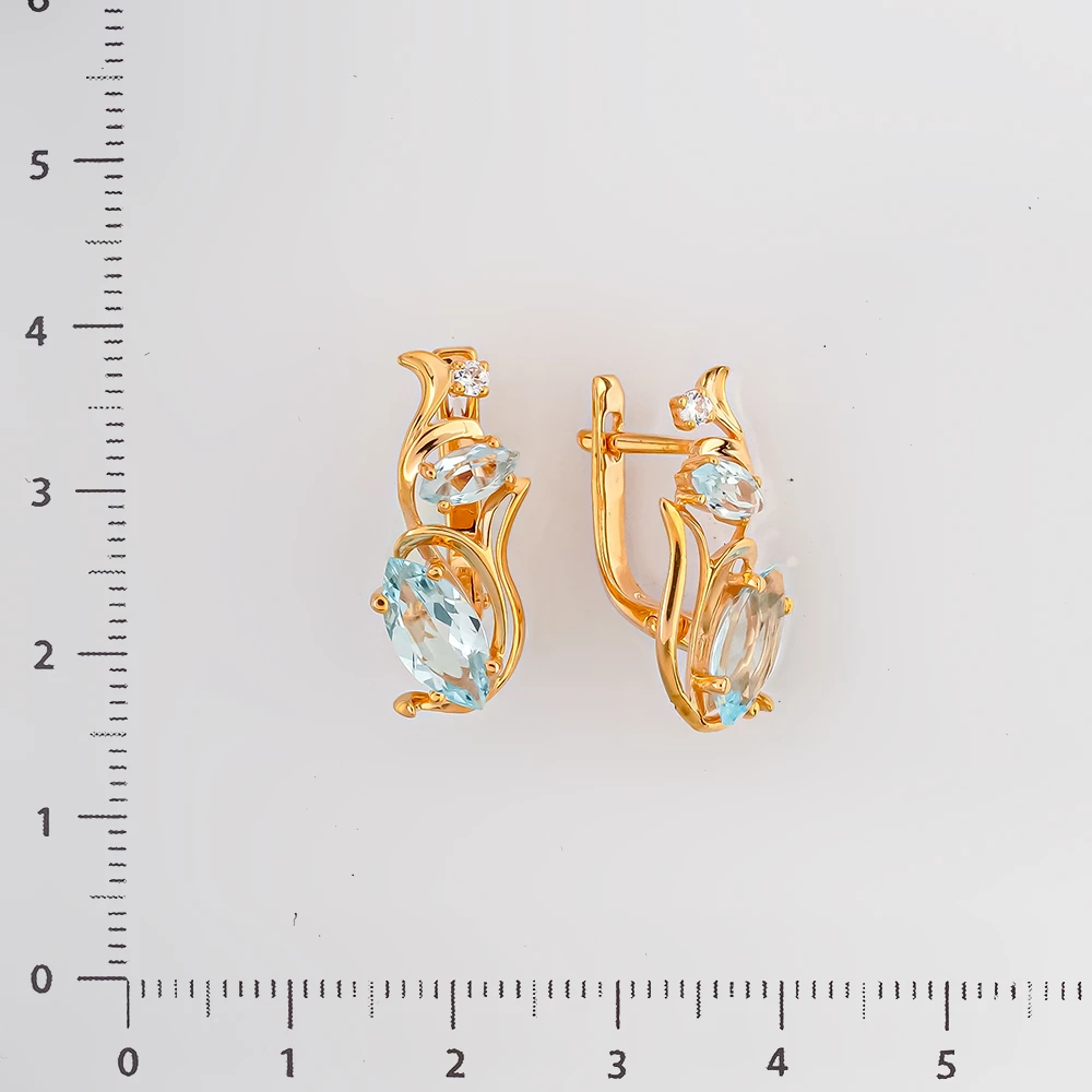 Серьги с топазом из красного золота 585 пробы
