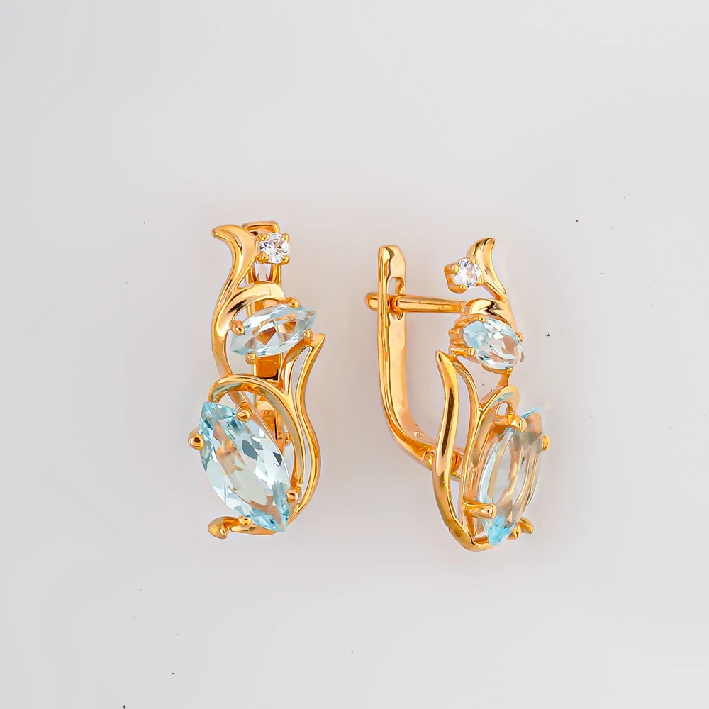 Серьги с топазом из красного золота 585 пробы