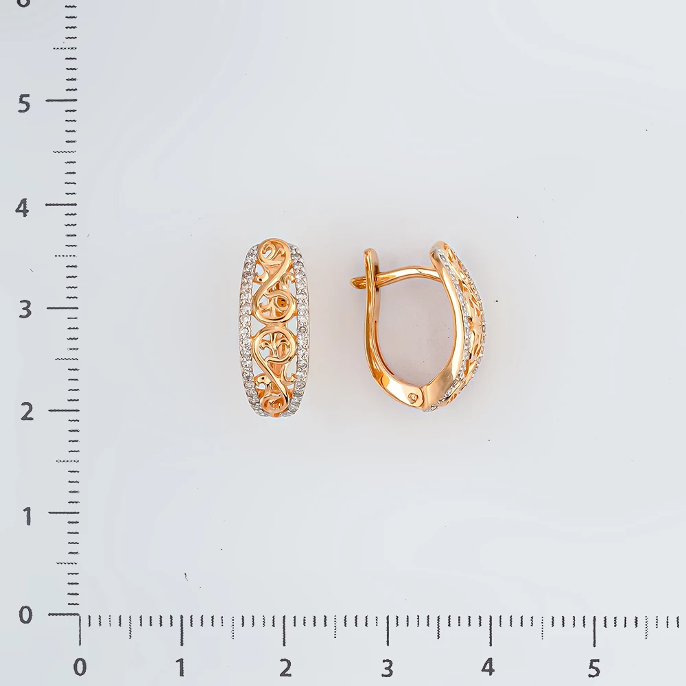 Серьги с бриллиантом из красного золота 585 пробы