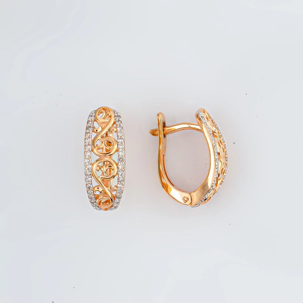 Серьги с бриллиантом из красного золота 585 пробы