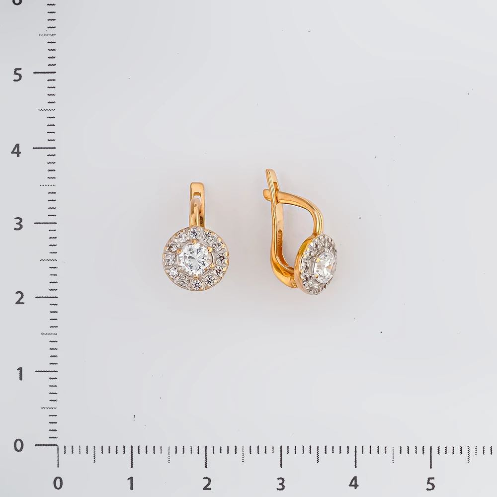 Серьги с фианитом из красного золота 585 пробы
