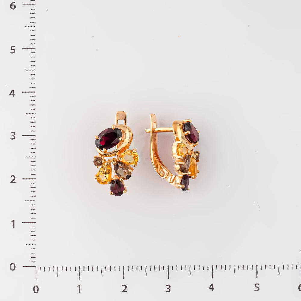 Серьги с гранатом из красного золота 585 пробы