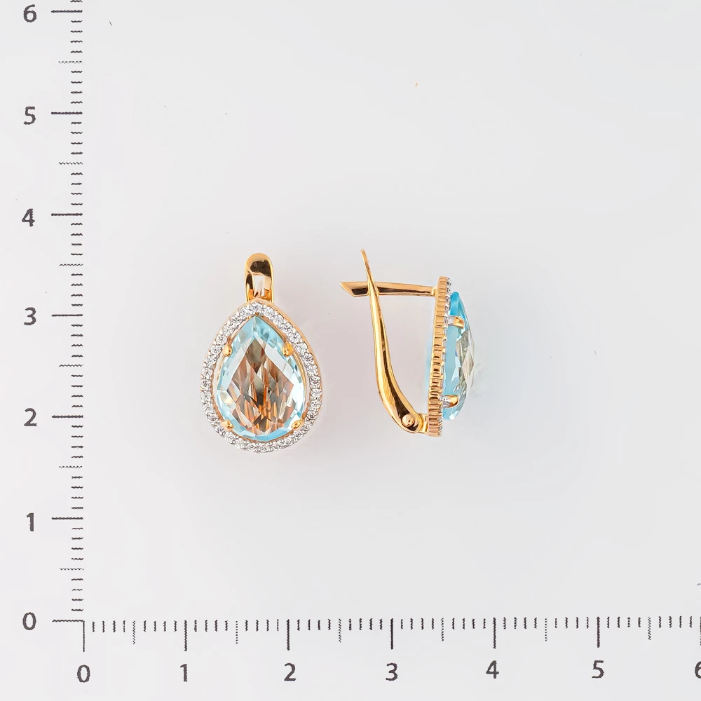 Серьги с топазом из красного золота 585 пробы