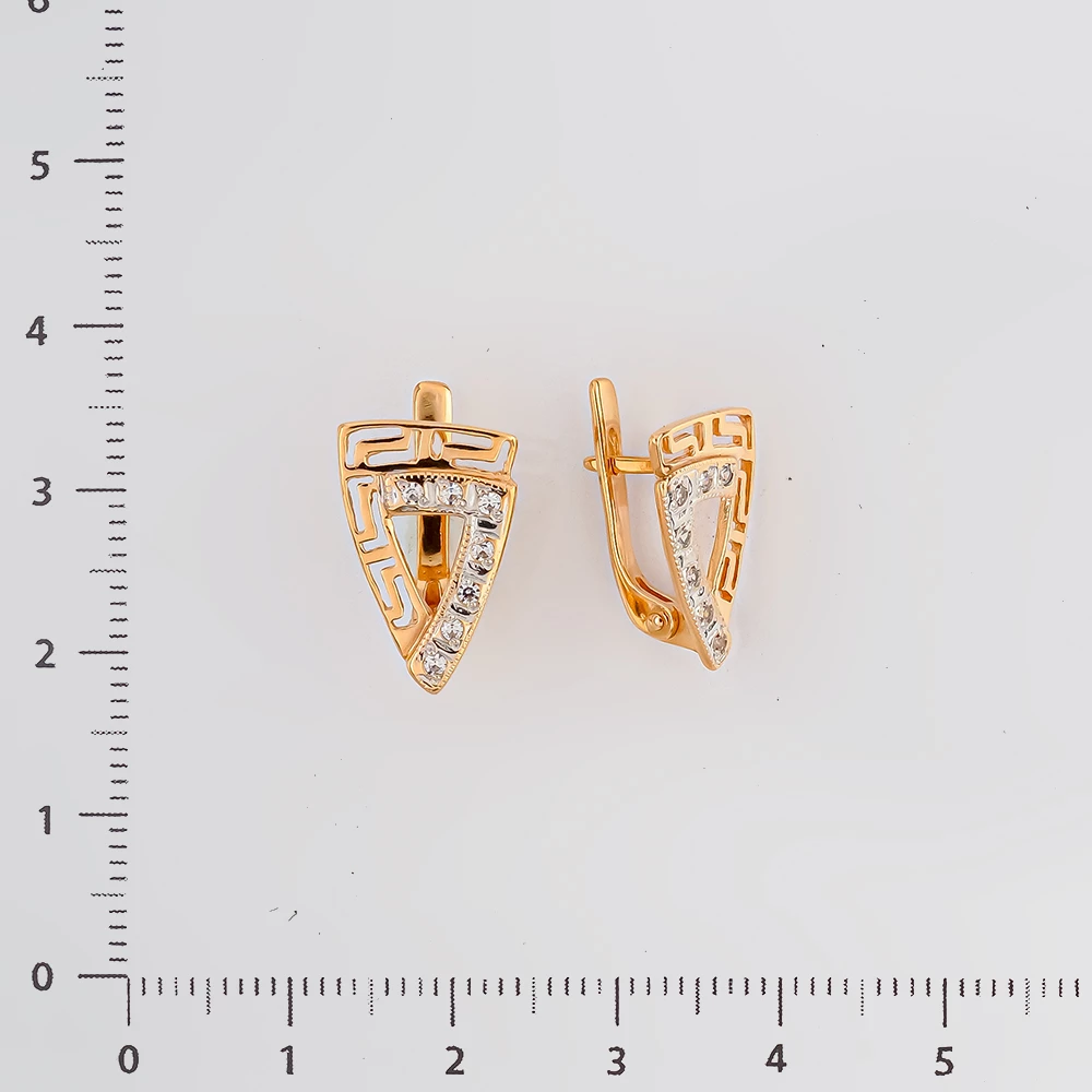 Серьги с фианитом из красного золота 585 пробы