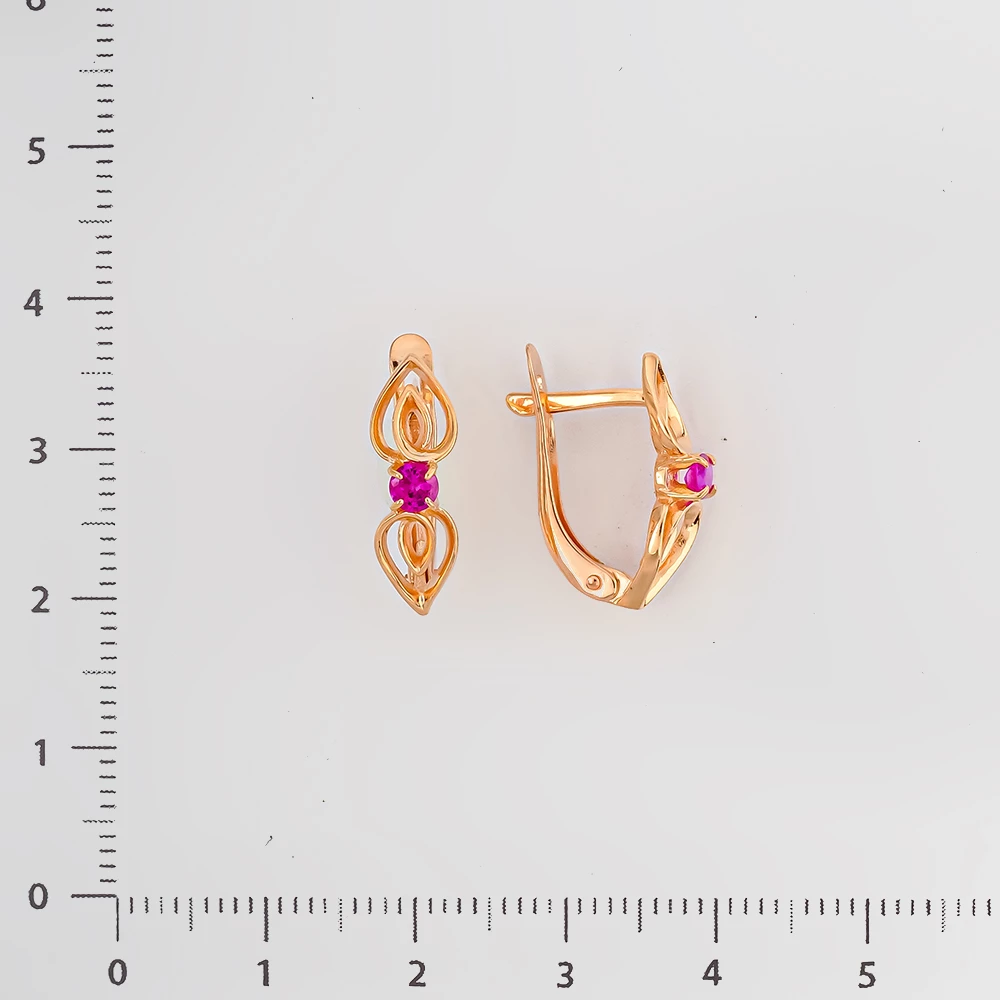 Серьги с рубином из красного золота 585 пробы