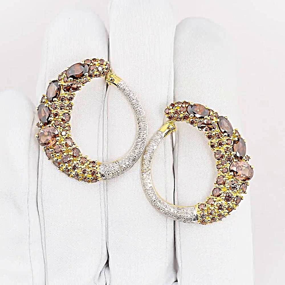 Серьги конго с гранатом из желтого золота 585 пробы Серьги конго с гранатом из желтого золота 585 пробы