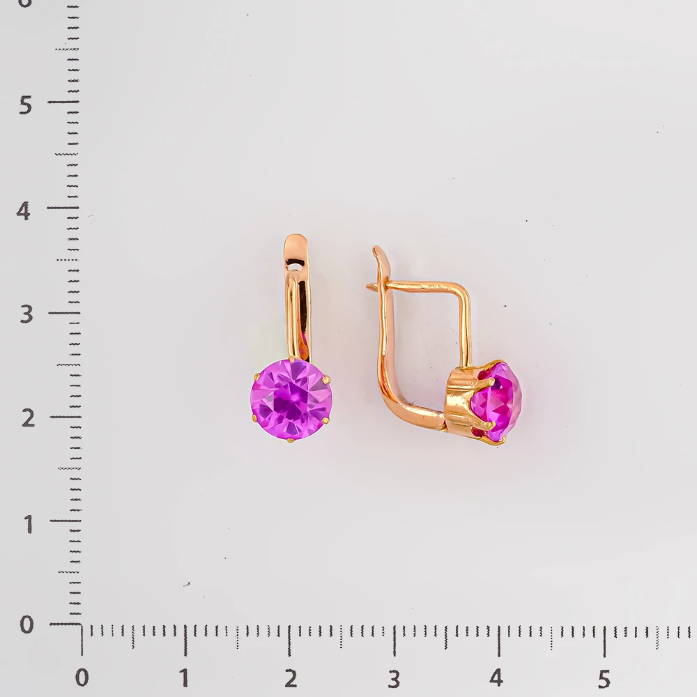 Серьги с фианитом из красного золота 583 пробы