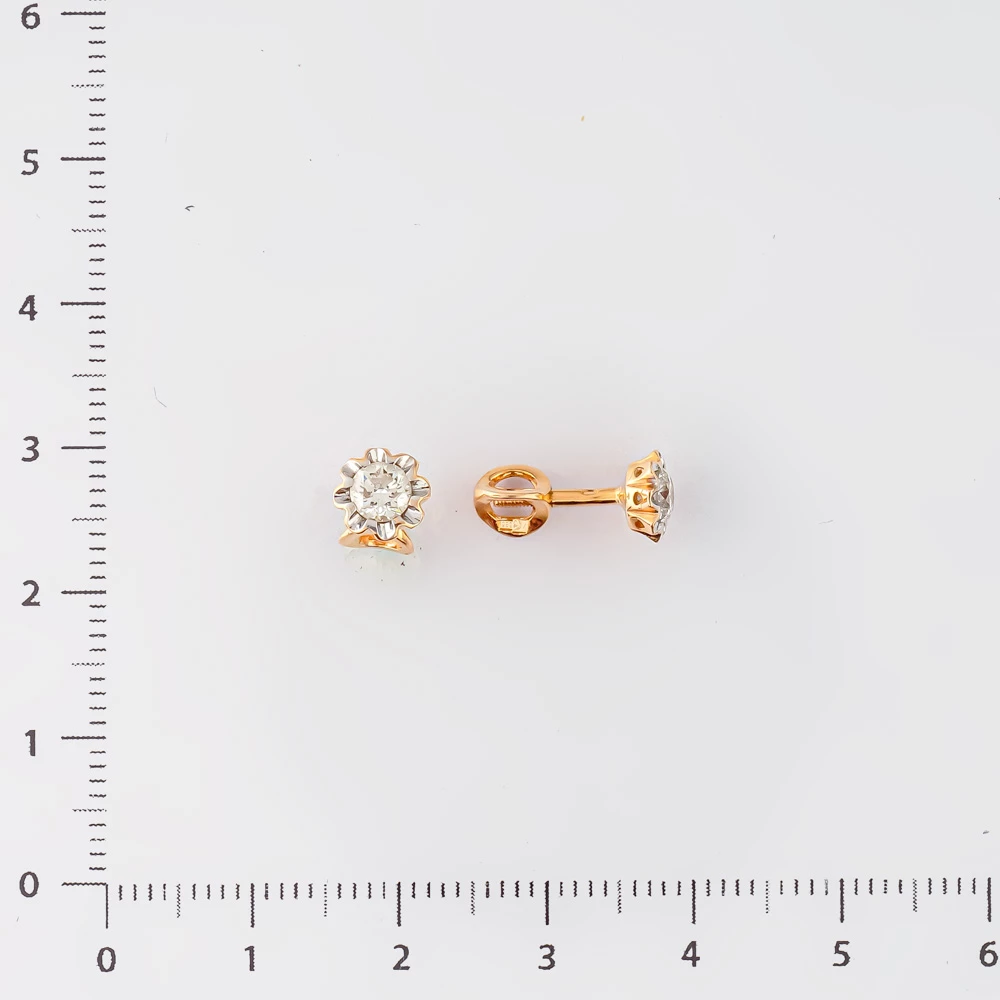 Серьги с бриллиантом из красного золота 585 пробы