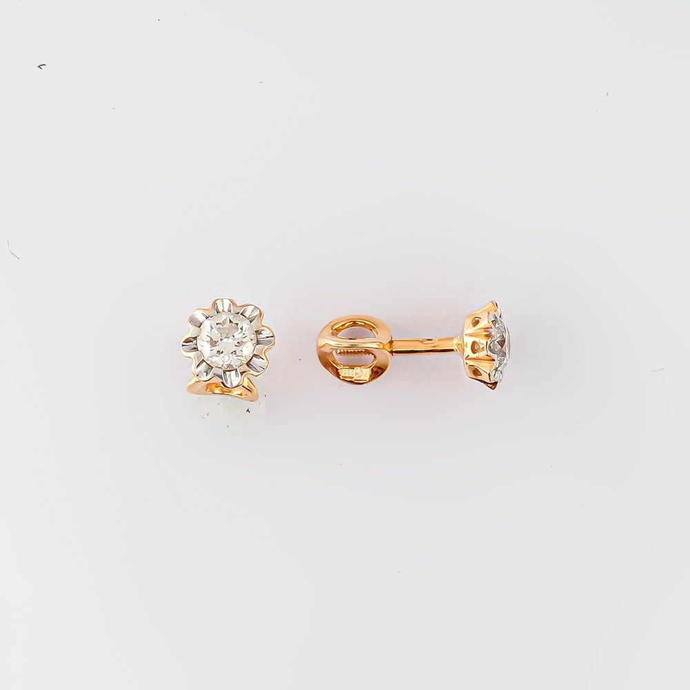 Серьги с бриллиантом из красного золота 585 пробы