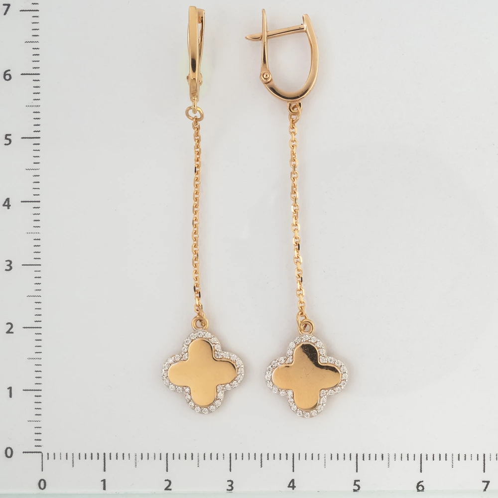 Серьги с фианитом из красного золота 585 пробы