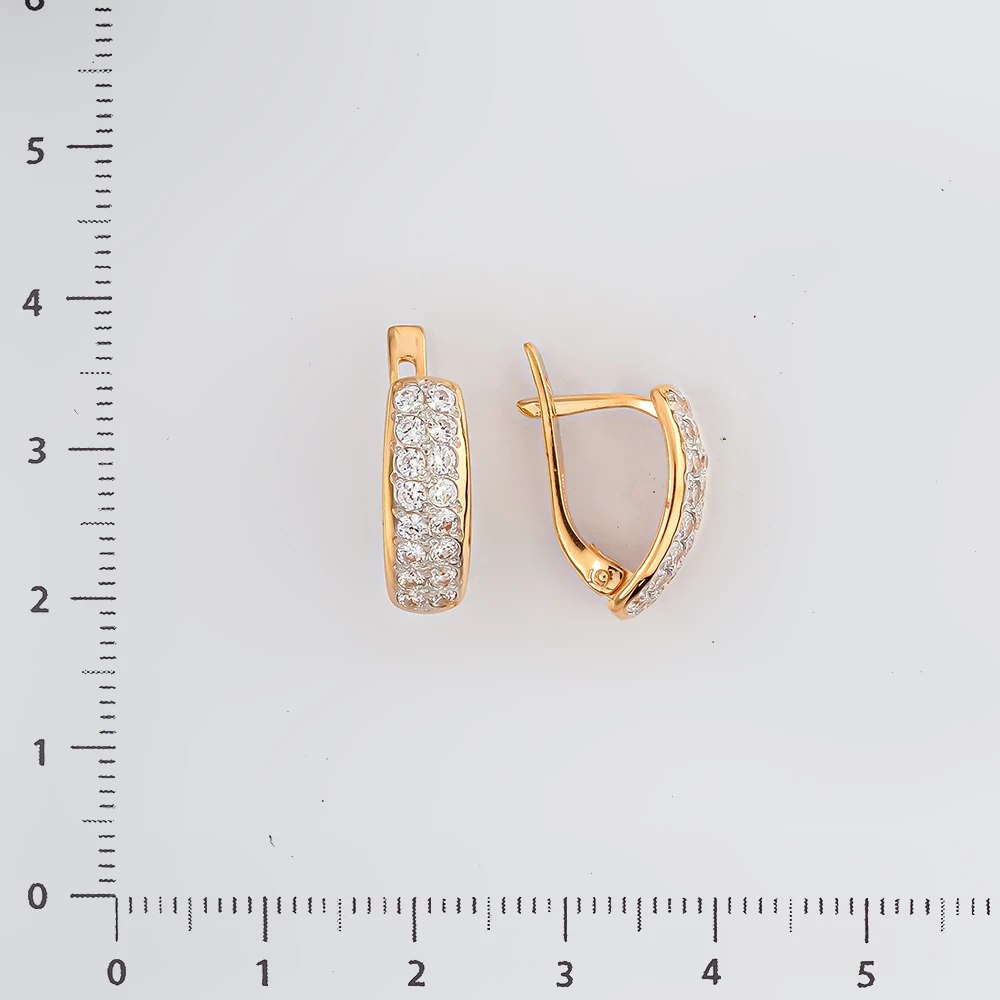Серьги с фианитом из красного золота 585 пробы