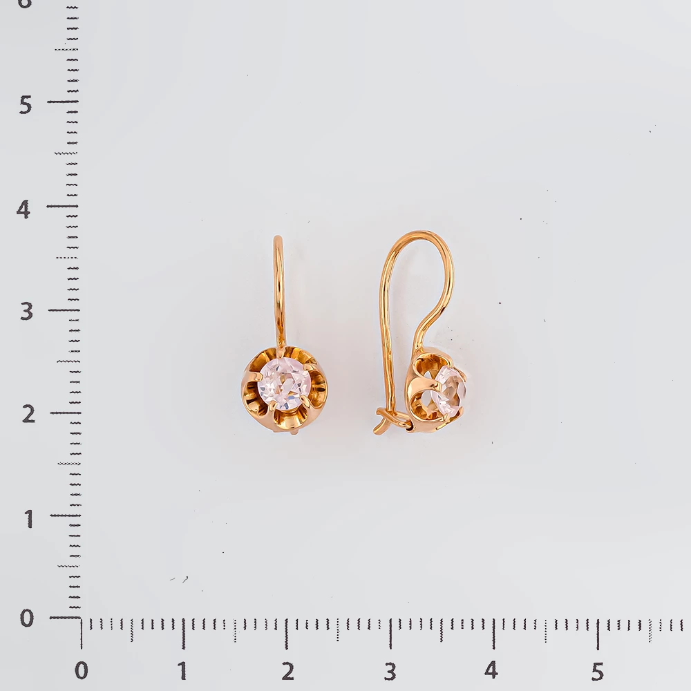 Серьги с фианитом из красного золота 583 пробы