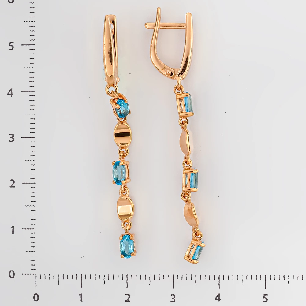 Серьги с топазом из красного золота 585 пробы