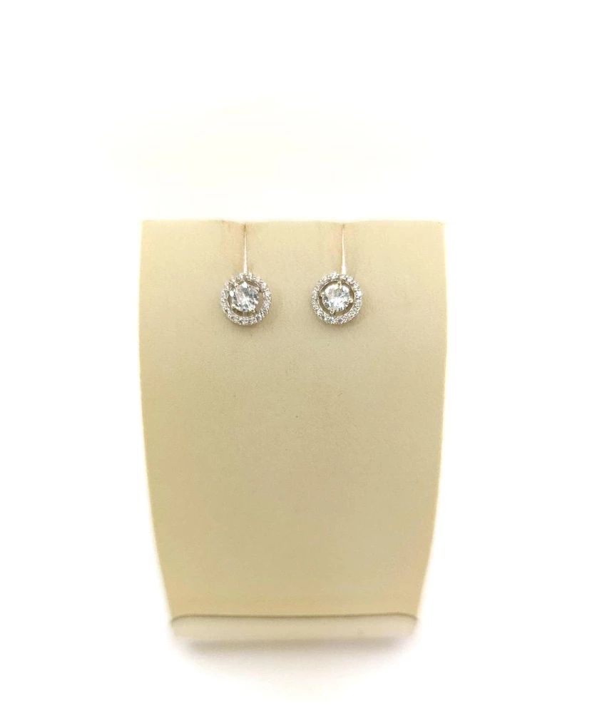 Серьги с фианитом из белого золота 585 пробы