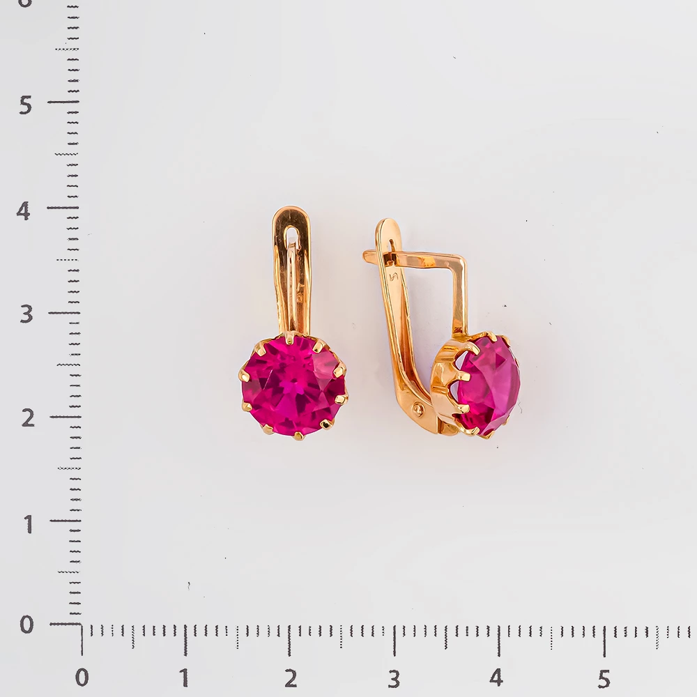 Серьги с фианитом из красного золота 583 пробы