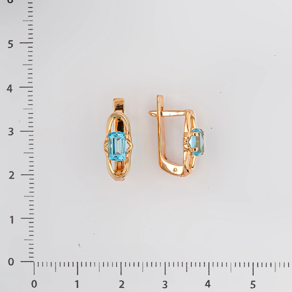 Серьги с топазом из красного золота 585 пробы