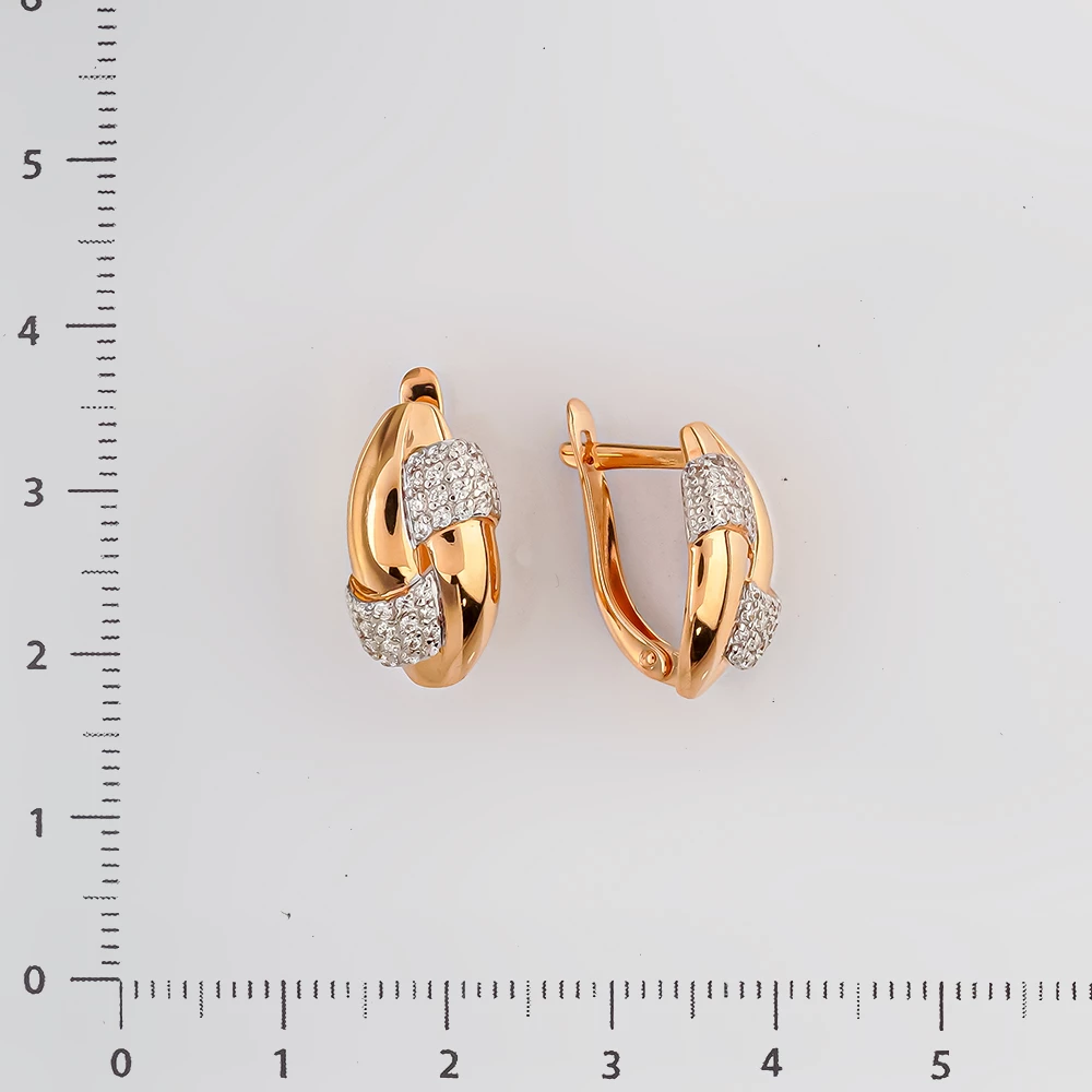 Серьги с фианитом из красного золота 585 пробы