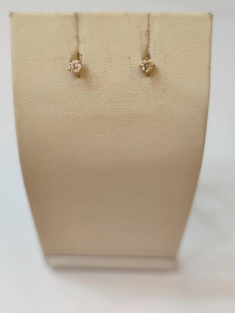 Серьги с фианитом из красного золота 585 пробы