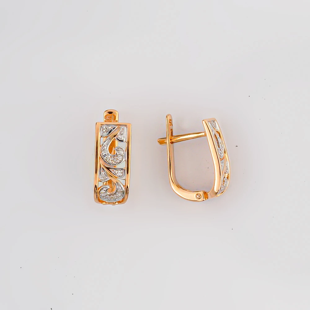 Серьги с бриллиантом из красного золота 585 пробы