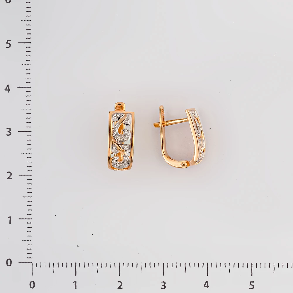 Серьги с бриллиантом из красного золота 585 пробы