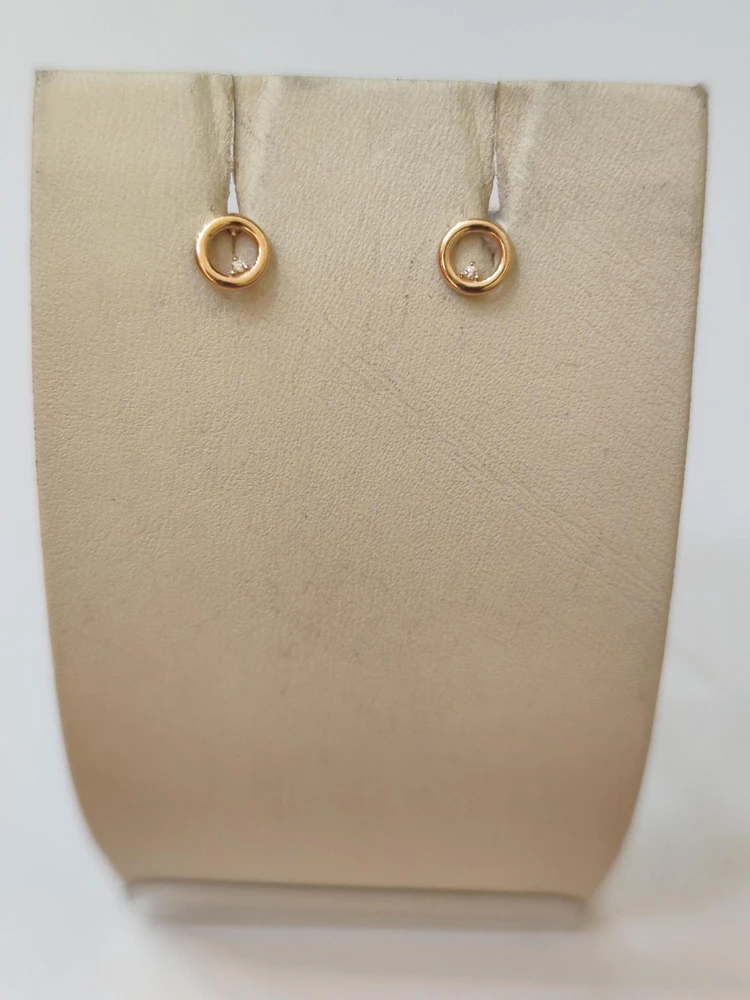 Серьги с фианитом из красного золота 585 пробы