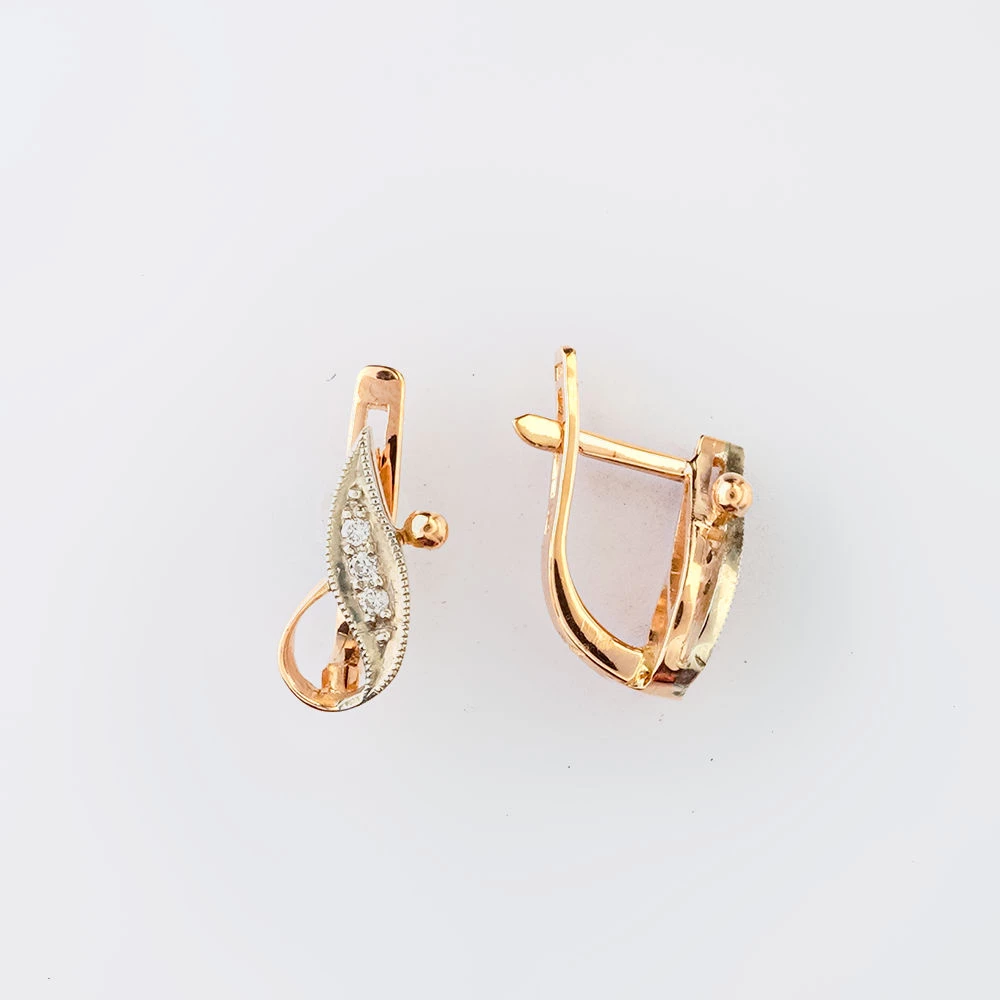 Серьги с бриллиантом из красного золота 585 пробы