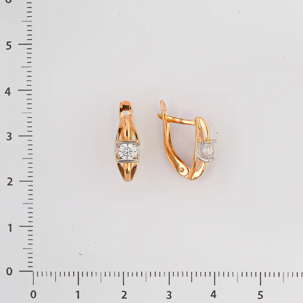 Серьги с фианитом из красного золота 585 пробы