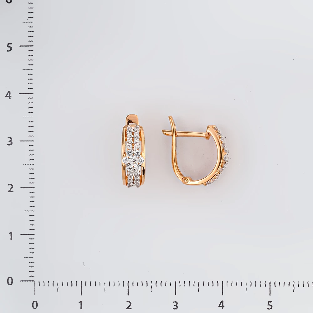 Серьги с фианитом из красного золота 585 пробы