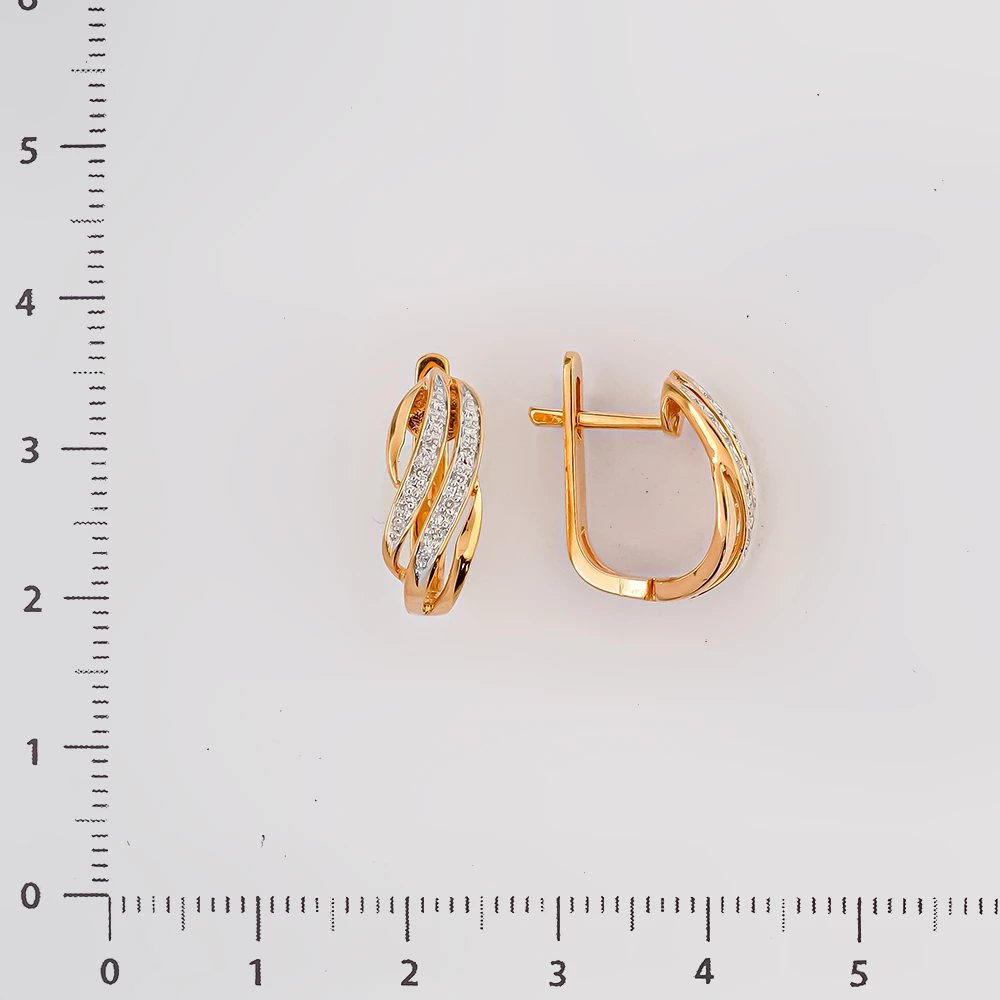 Серьги с бриллиантом из красного золота 585 пробы