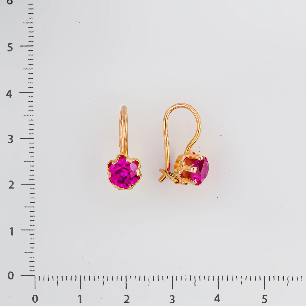 Серьги с фианитом из красного золота 583 пробы