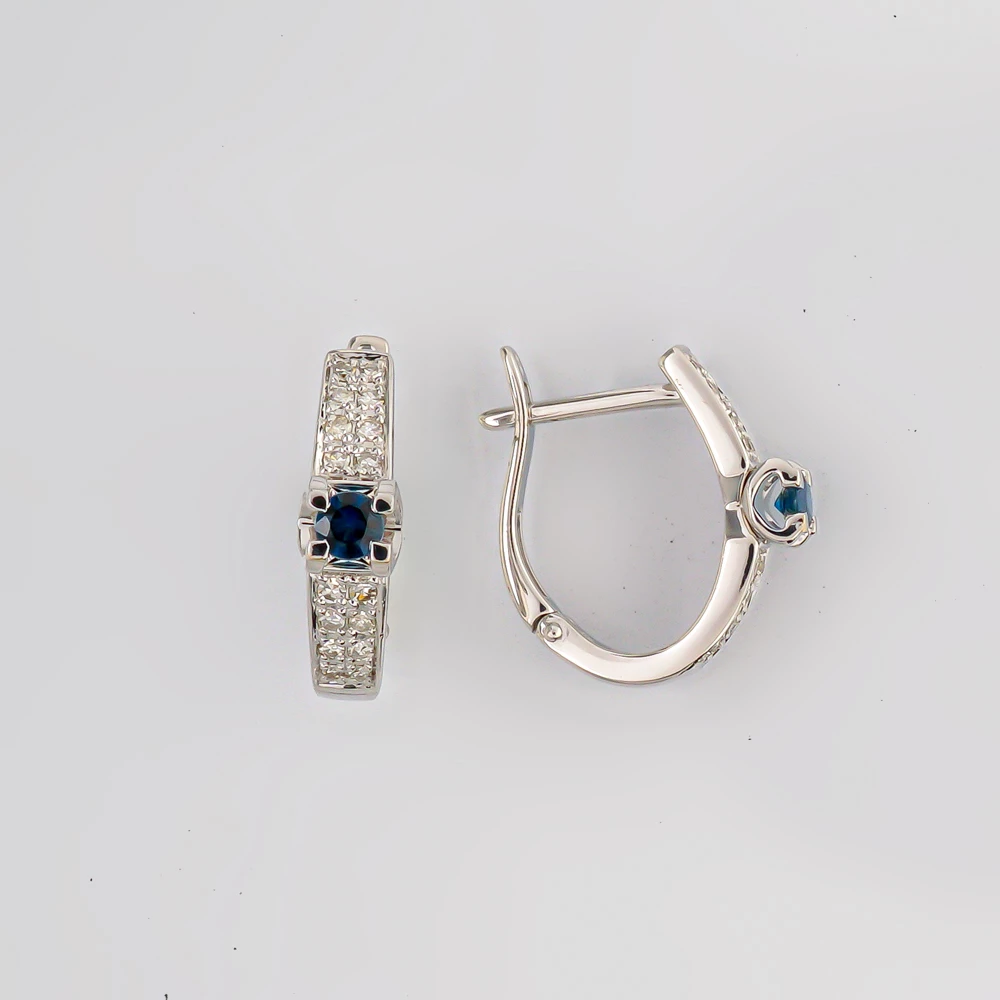 Серьги с сапфиром из белого золота 585 пробы