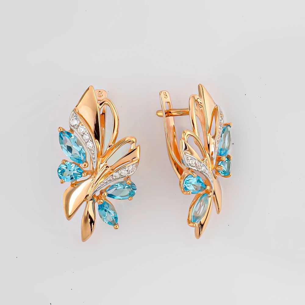 Серьги с топазом из красного золота 585 пробы