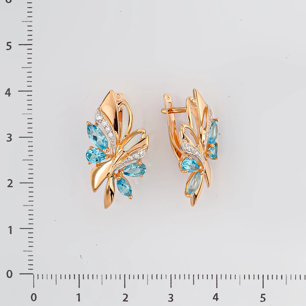 Серьги с топазом из красного золота 585 пробы