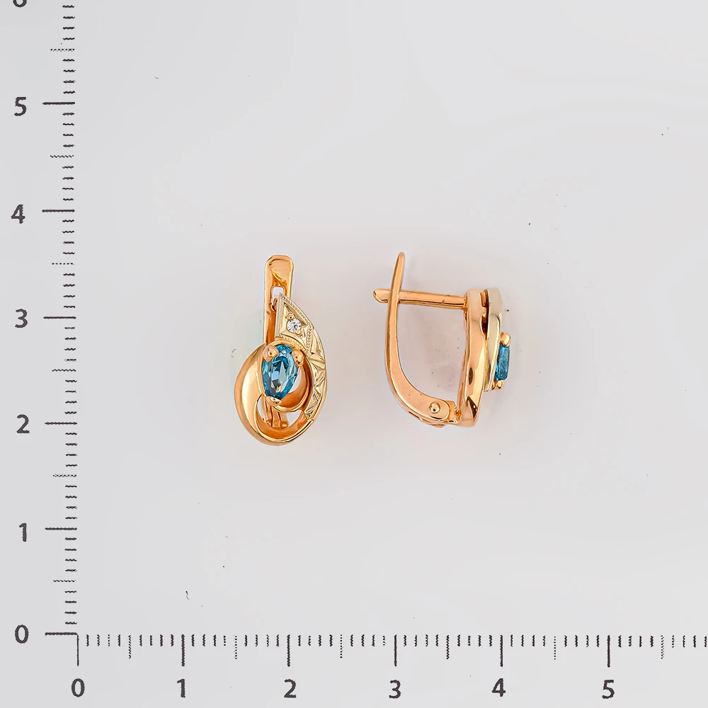 Серьги с топазом из красного золота 585 пробы