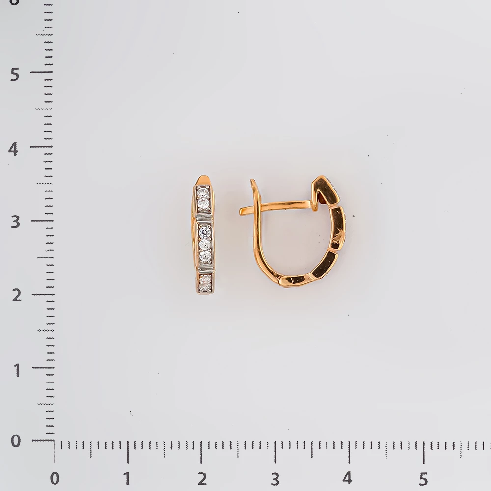 Серьги с фианитом из красного золота 585 пробы