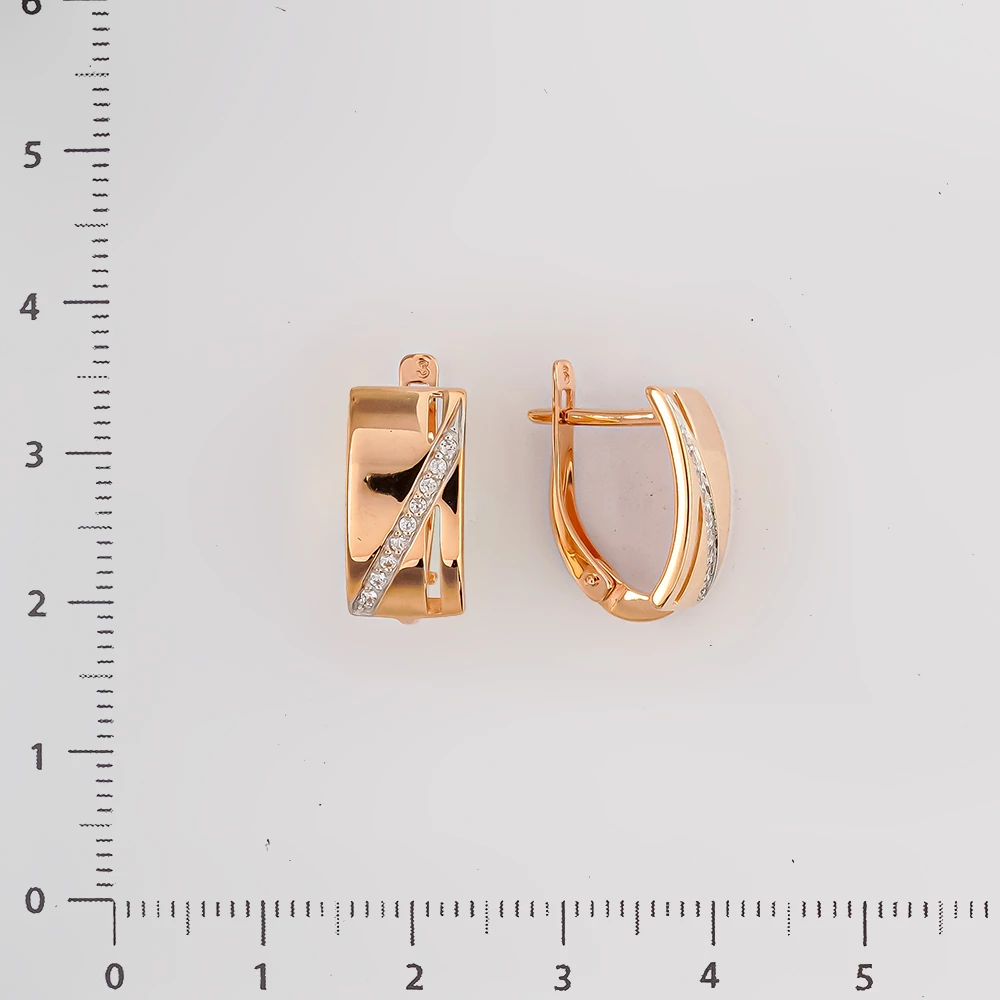 Серьги с фианитом из красного золота 585 пробы