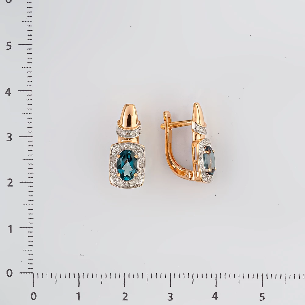 Серьги с топазом из красного золота 585 пробы