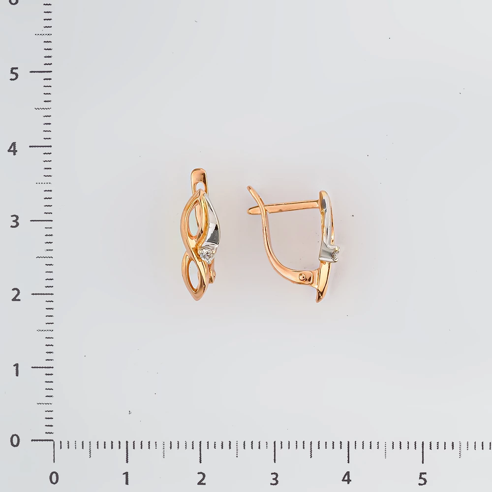 Серьги с бриллиантом из красного золота 585 пробы