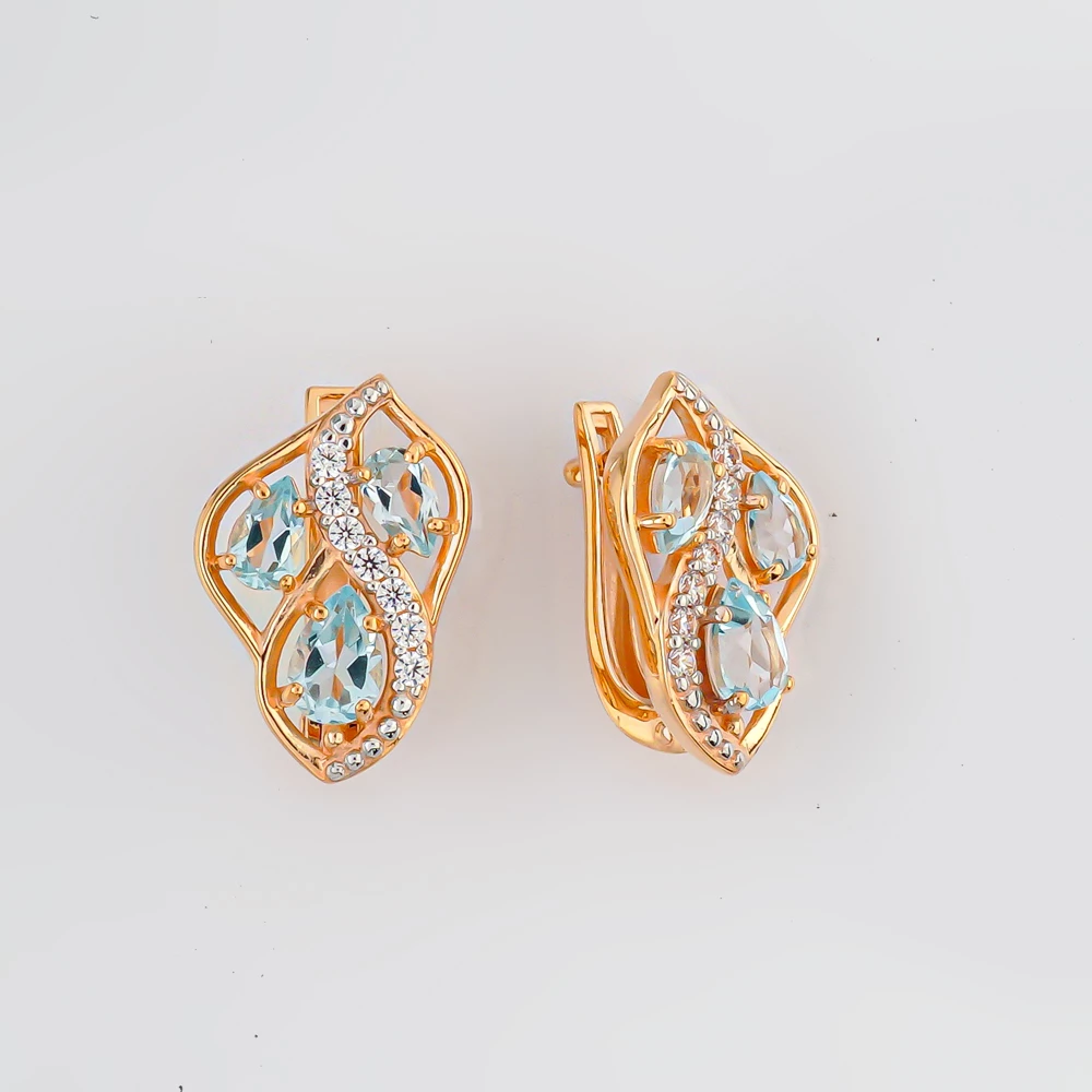 Серьги с топазом из красного золота 585 пробы
