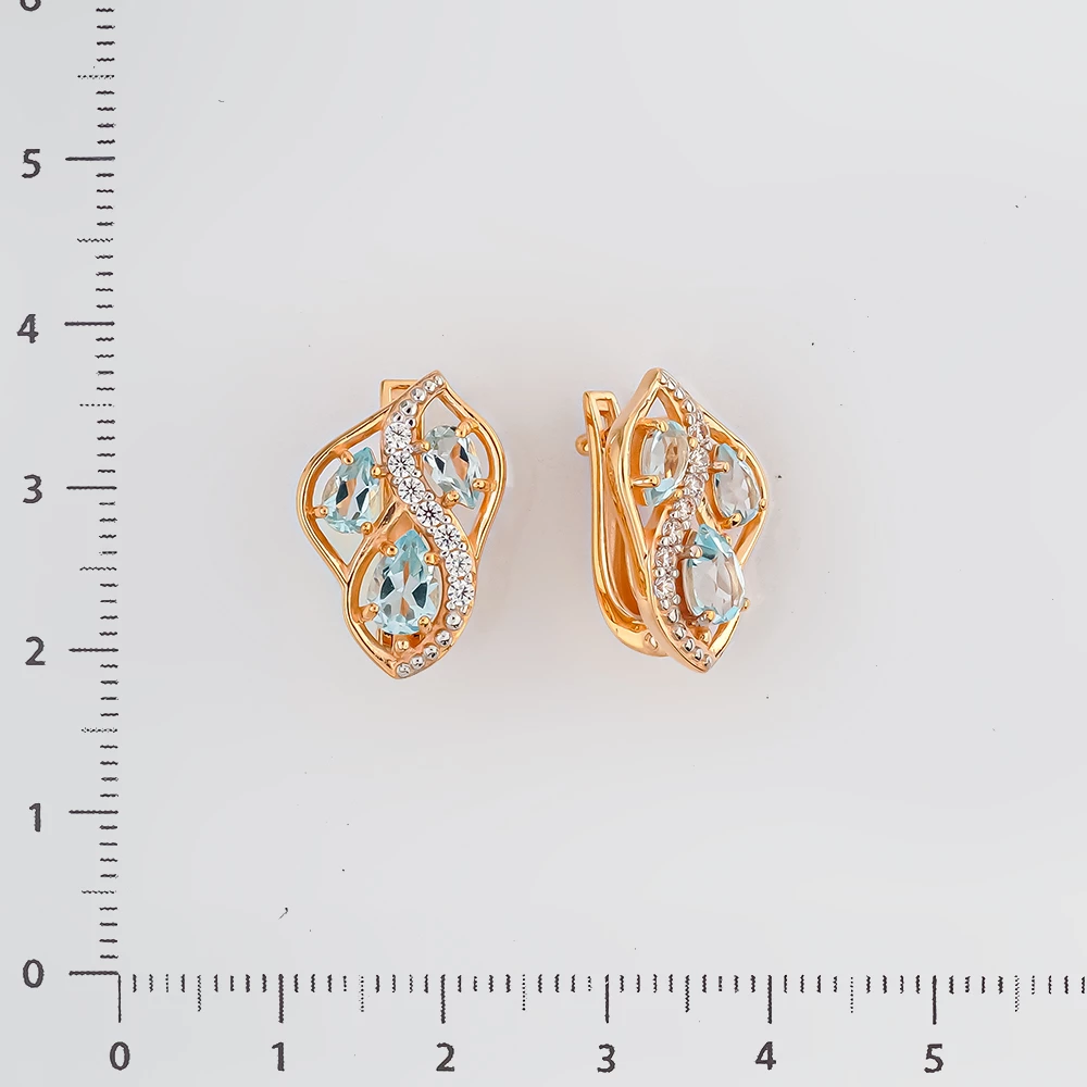 Серьги с топазом из красного золота 585 пробы
