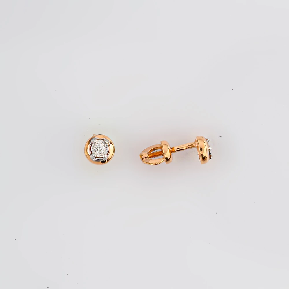 Серьги с бриллиантом из красного золота 585 пробы