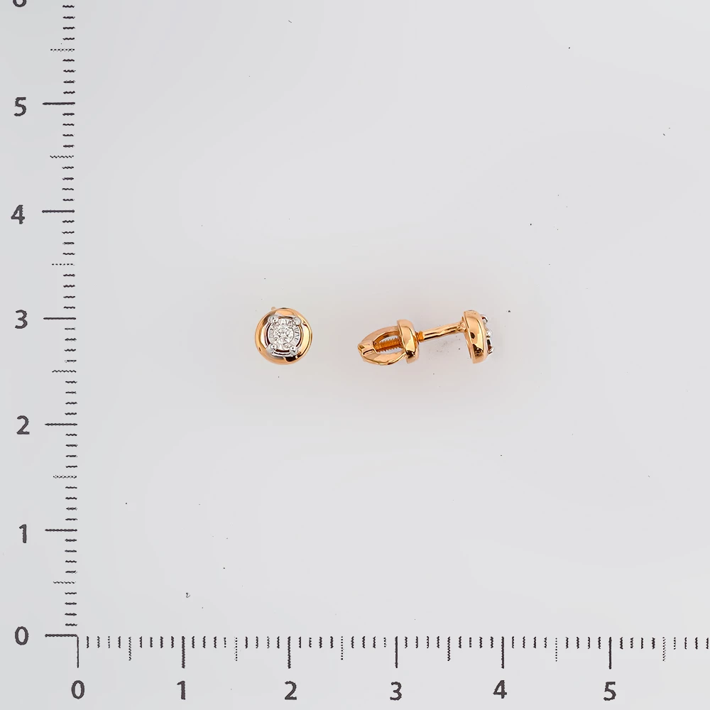 Серьги с бриллиантом из красного золота 585 пробы