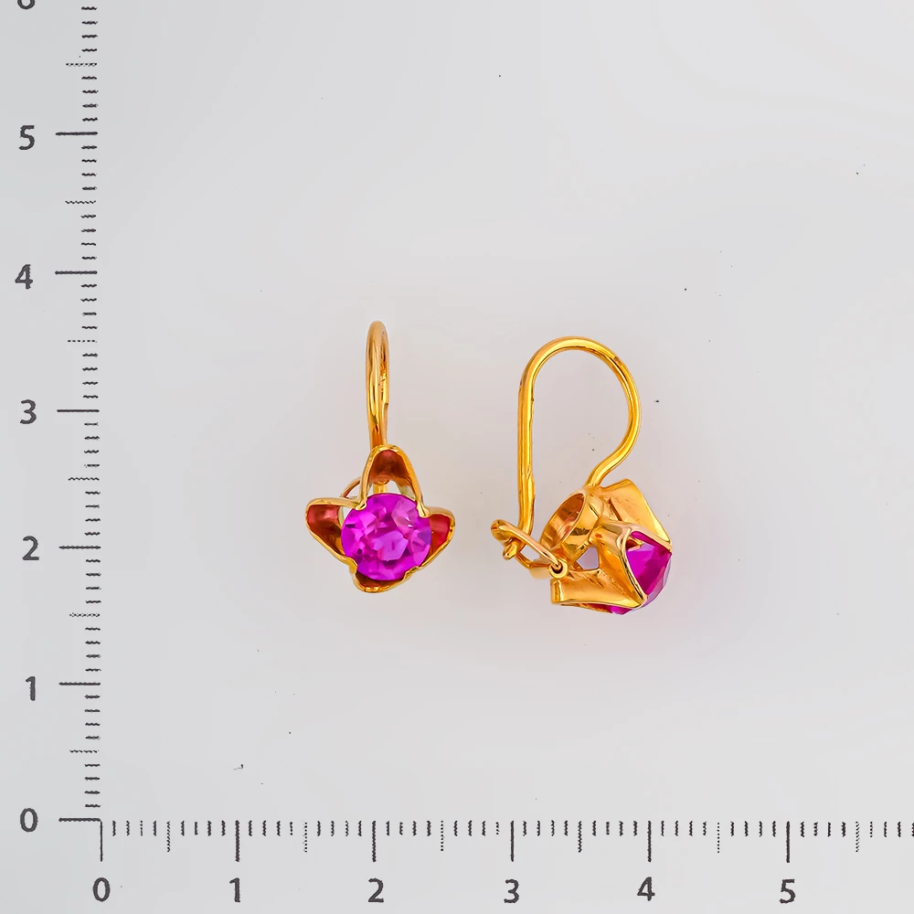 Серьги с фианитом из желтого золота 583 пробы