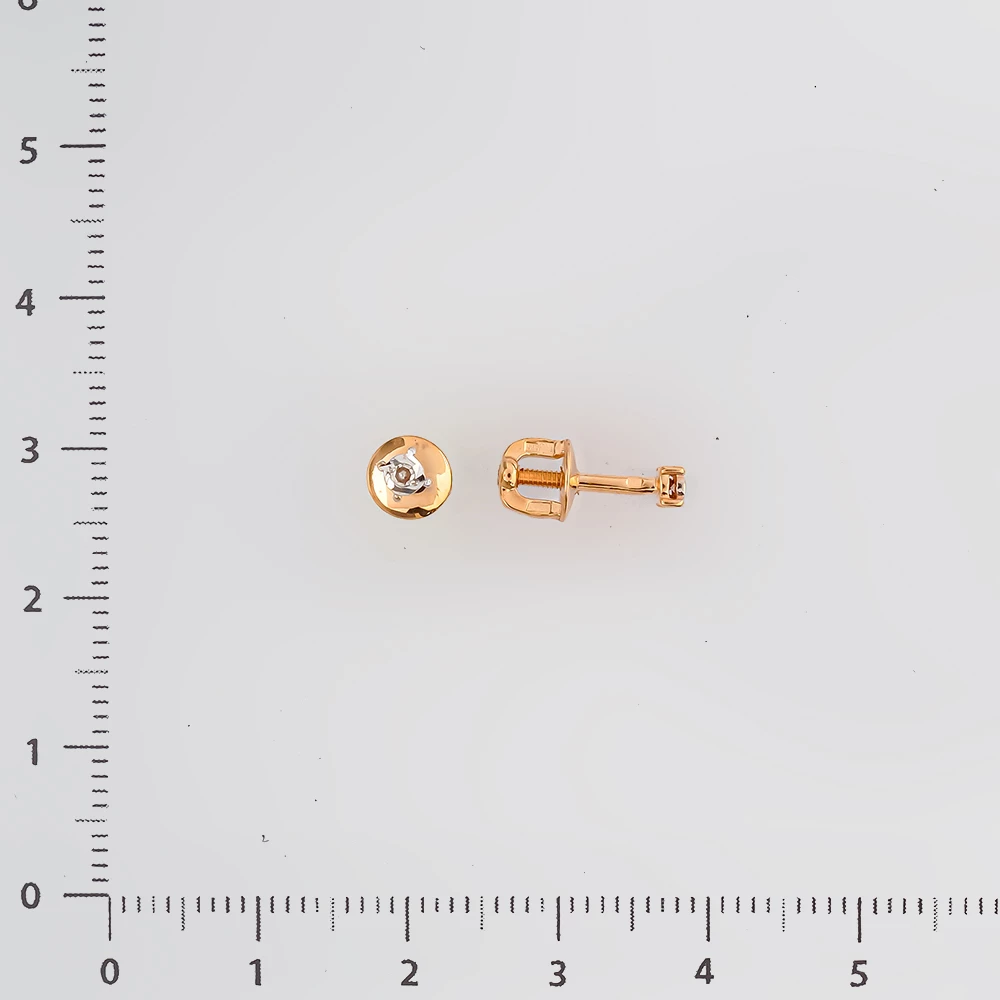 Серьги с бриллиантом из красного золота 585 пробы