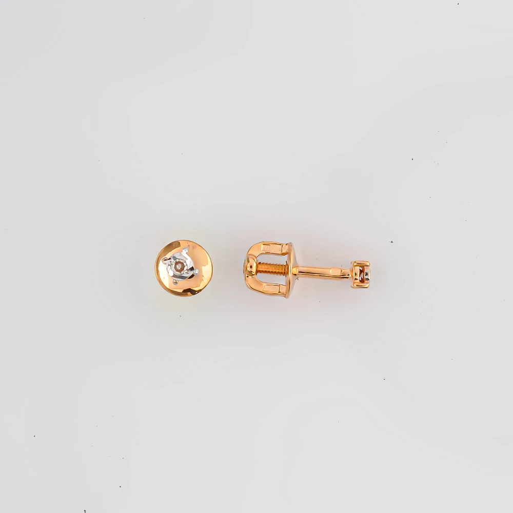 Серьги с бриллиантом из красного золота 585 пробы